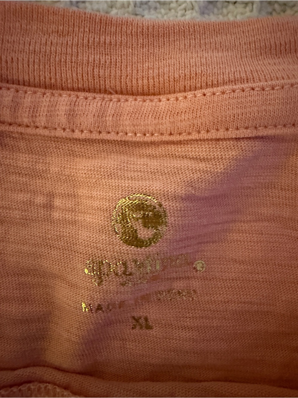 Spartina 449 Coral-Peach Short Sleeve Button-Shoulder Tee - Picture 2 of 2